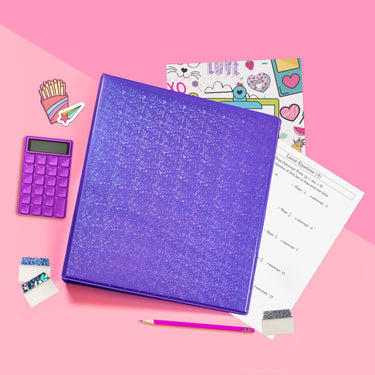 Avery Luxe Collection Durable Holographic 3 Ring Binder, Customizable View Cover, 1 Inch Round Rings, 1 Holographic Violet Binder (03226)